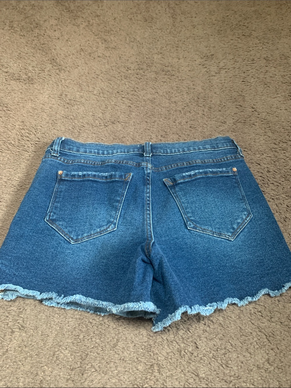 Kensie medium blue Frayed Hem Denim Shorts - Picture 3 of 6
